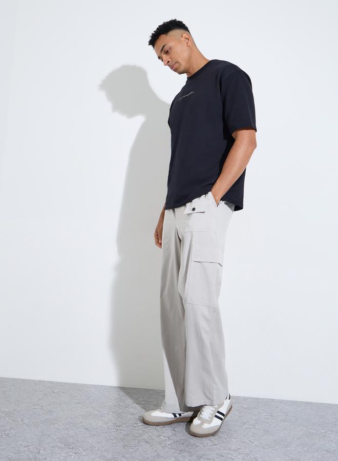 Take Two Men Plain Cargo Pocket Pants with Drawstring - Image 2