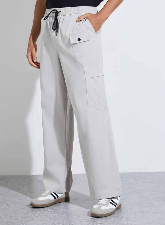 Take Two Men Plain Cargo Pocket Pants with Drawstring - Image 1