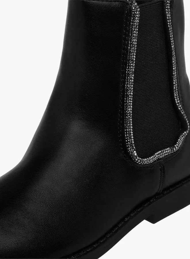 Celeste Black Girls Embellished High Cut Boots for Women | Best Price UAE