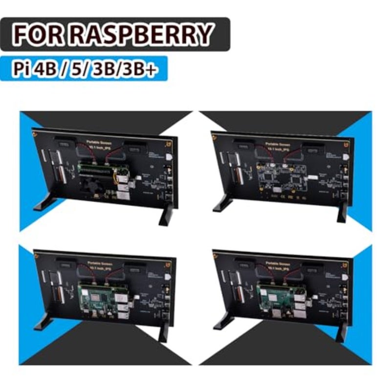 شاشة Raspberry Pi: شاشة HDMI تعمل باللمس بالسعة IPS مقاس 10.1 بوصة، ودقة 1280 × 800، وغطاء أسود، ودعم مكبر صوت مزدوج وفتحات تثبيت لـ Pi 5/4B/3B+/3B/B+ - Image 5