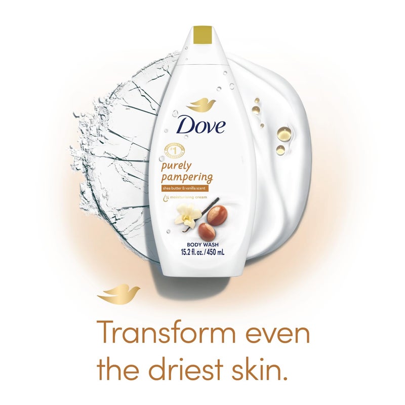 Dove Body Wash 2-Pack â€“ Purely Pampering, Shea Butter & Warm Vanilla for Softer, Smoother Skin, 15.2 Oz Ea - Image 3