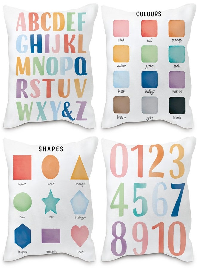 Nvotell Boho Alphabet Pillow Cover - Boho Rainbow Alphabet Pillow Cases, Educational Alphabet Throw Pillow Covers 18x18 for Kids Classroom Playroom Nursery (Set of 4) - Image 1