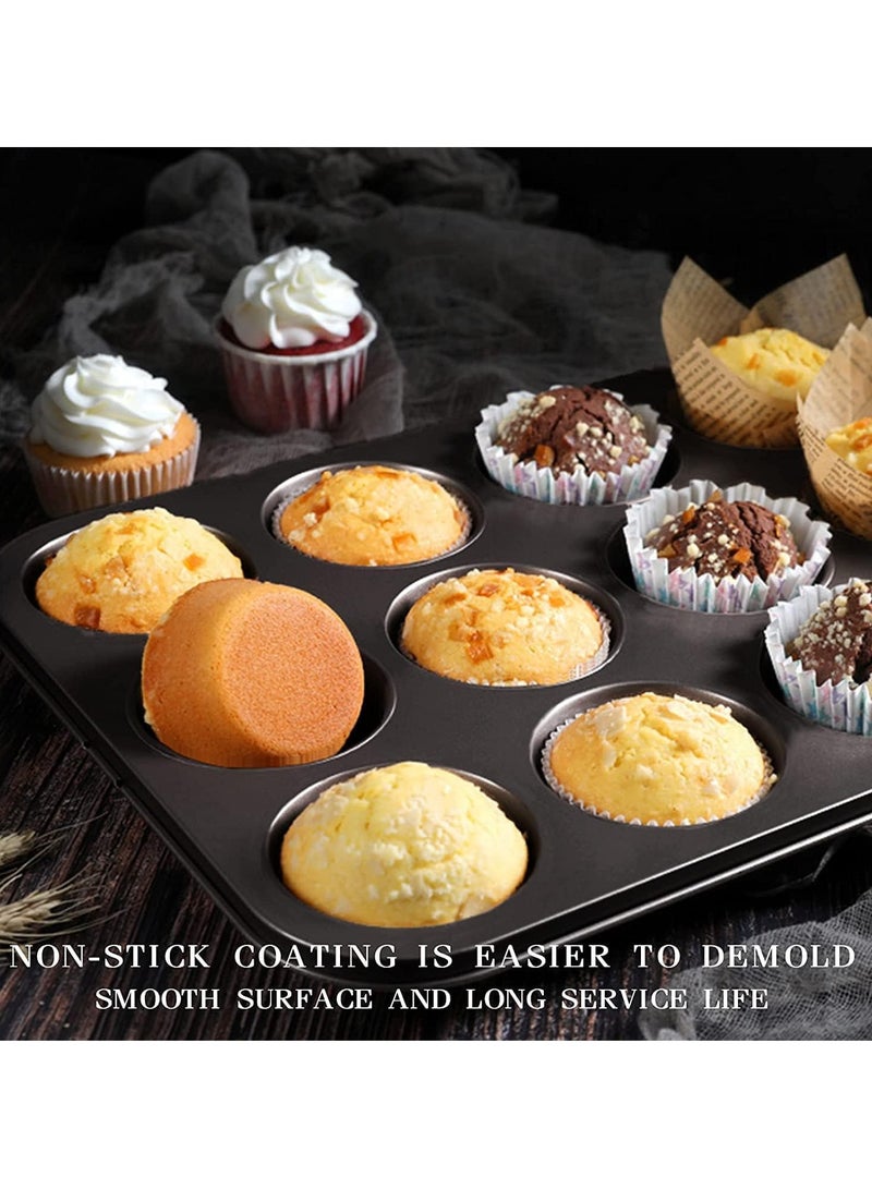 AL RAID 5 Piece Baking Pans Set, Carbon Steel Non-Stick Coating Oven Baking Sheet Set with Bread Pan, Cookie Sheet, Pizza Pan, Cake Pan and Muffin Pan, Bakeware Set for Cooking, Black - Image 2