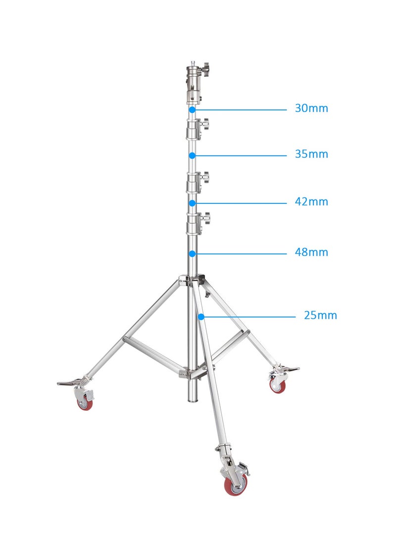 Coopic COOPIC Photo Studio Wheeled Roller Heavy Duty Stainless Steel Light Stand, Detachable Wheels with Adjustable 1 Leg and Adjustable Height maximum up to 465cm used for Soft box, Moonlight and Other  - Image 2