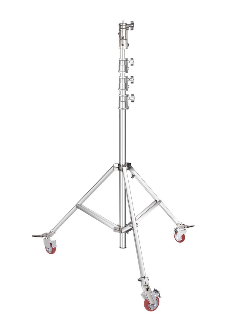 Coopic COOPIC Photo Studio Wheeled Roller Heavy Duty Stainless Steel Light Stand, Detachable Wheels with Adjustable 1 Leg and Adjustable Height maximum up to 465cm used for Soft box, Moonlight and Other  - Image 1
