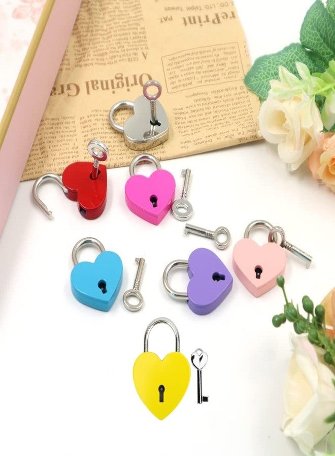 AYNEFY Treasure Chest Padlock, Heart Shaped Metal Lock Colorful Diary Book Security Padlock with Key for Jewelry Box Purse Handbag Cabinet Lockers Letter Box (Yellow) - Image 2