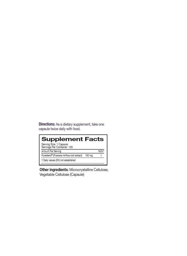 Amata Life - by Dr. Christiane Northrup Pueraria Mirifica Pure for Menopause Symptoms 120 Capules - Image 1