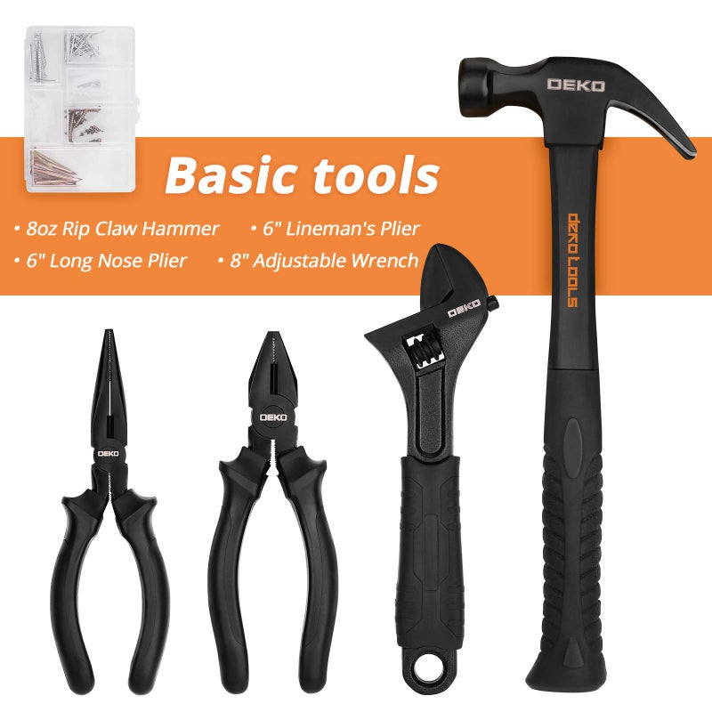 DEKOPRO 218-Piece General Household Hand Tool kit, Professional Auto Repair Tool Set for Homeowner, General Household Hand Tool Set with Plier, Screwdriver Set, Socket Set, with Portable Storage Case - Image 4