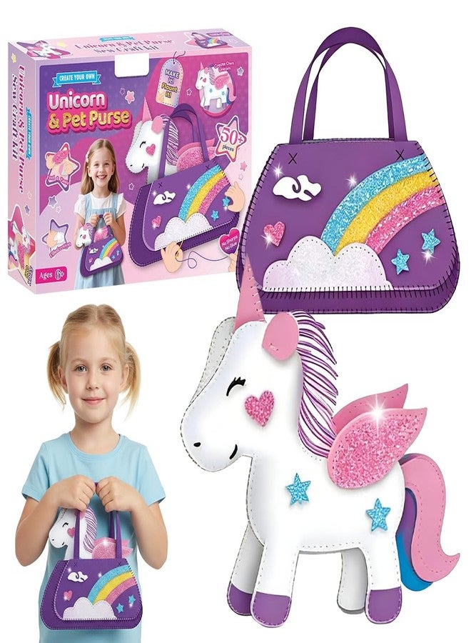 PALAY® 2 in 1 DIY Unicorn Sling Bag for Girls Craft Kit for Girls 6+, Fashion Cute DIY Hand Bag for Girls Shoulder Stylish Latest Gifts Kids 6+ Purse Cross Body Woman, Making Kit with Accessories - Image 1