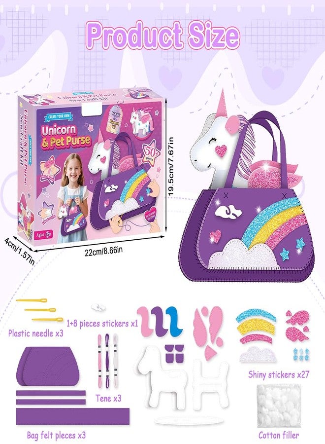 PALAY® 2 in 1 DIY Unicorn Sling Bag for Girls Craft Kit for Girls 6+, Fashion Cute DIY Hand Bag for Girls Shoulder Stylish Latest Gifts Kids 6+ Purse Cross Body Woman, Making Kit with Accessories - Image 3
