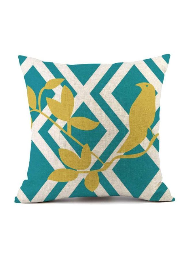 NIBEMINENT Nordic Bird Printed Cushion Cover Blue/White/Beige 45x45cm