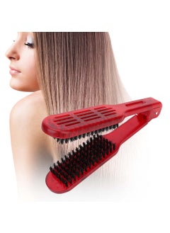 Clamp VShaped Hair Straightening Brush  DoubleSided AntiStatic Styling Comb for Hairstyling  Hairdressing Tool for Women Men Home and Barber Shop Red