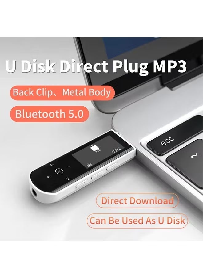 رويزو مشغل موسيقى بلوتوث رويزو MP3 مشغل موسيقى يو إس بي صغير محمول بمشغل مقطوعات رياضي مثبت على الحزام يدعم تسجيل الراديو وساعة وعداد خطوات - Image 3