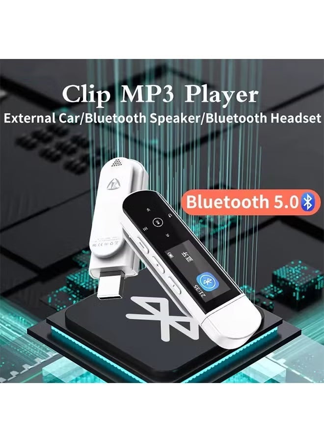 رويزو مشغل موسيقى بلوتوث رويزو MP3 مشغل موسيقى يو إس بي صغير محمول بمشغل مقطوعات رياضي مثبت على الحزام يدعم تسجيل الراديو وساعة وعداد خطوات - Image 2