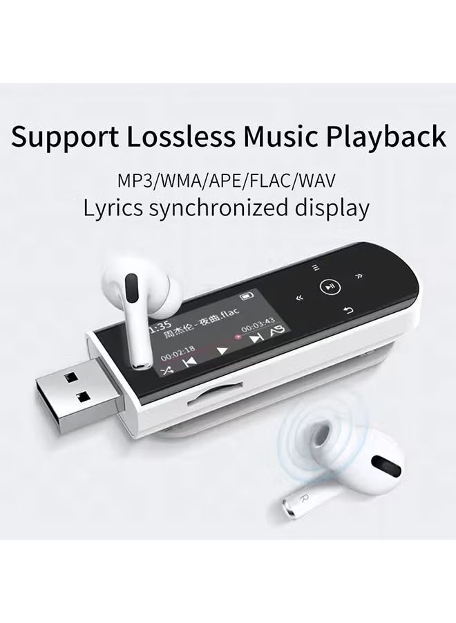 رويزو مشغل موسيقى بلوتوث رويزو MP3 مشغل موسيقى يو إس بي صغير محمول بمشغل مقطوعات رياضي مثبت على الحزام يدعم تسجيل الراديو وساعة وعداد خطوات - Image 4