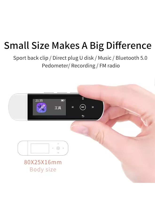 رويزو مشغل موسيقى بلوتوث رويزو MP3 مشغل موسيقى يو إس بي صغير محمول بمشغل مقطوعات رياضي مثبت على الحزام يدعم تسجيل الراديو وساعة وعداد خطوات - Image 5