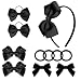 baotongle 11pcs Black School Hair Accessories Set Uniform Hair Bow Headband Clips Hair Ties Curly Bows for Little Toddler School Girls Black - Image 2