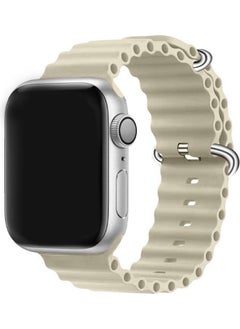 Apple Watch Ocean Band 49mm 45mm 44mm 42mm Soft Silicone Loop Strap for iWatch Series Ultra/8/7/SE/6/5/4/3/2/1 Beige