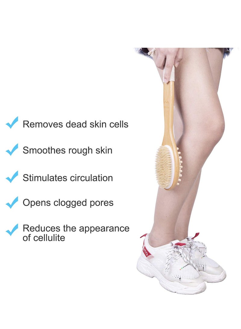 Bath Body Brush Long Handle Back SPA Clean Natural Bristle Shower Brushes Improves Blood Circulation Exfoliates Skin Health Wet Or Dry Scrubber Yellow - Image 4