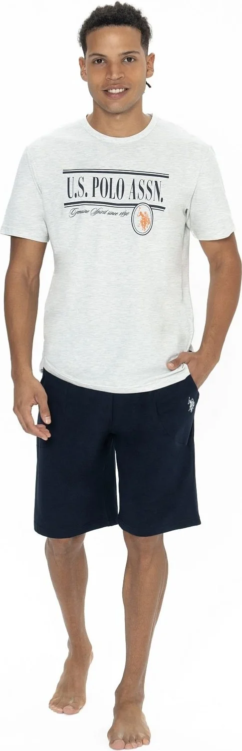 U.S. Polo Assn. 18874 Men's Short Sleeve Crew Neck Shorts Pajama Set-Karmelange
