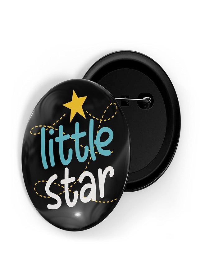 dhcrafts Pin Badges Black Little Star Glossy Finish Design Pack of 1 (58mm) - Image 1