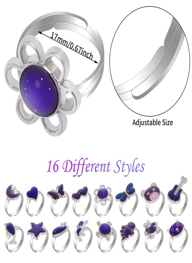 SUMERSHA 16Pcs Mood Rings Adjustable Color Changing Rings for Women Birthday Party Favors Halloween Costume Props - Image 2