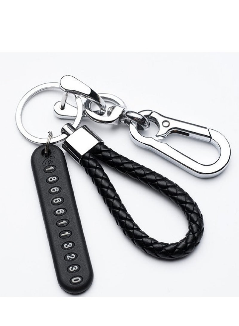 Generic Anti-lost Car Keychain with Phone Number Card Keyring Phone Number Plate Key Ring Auto Vehicle Key Chain Accessories  - Image 1