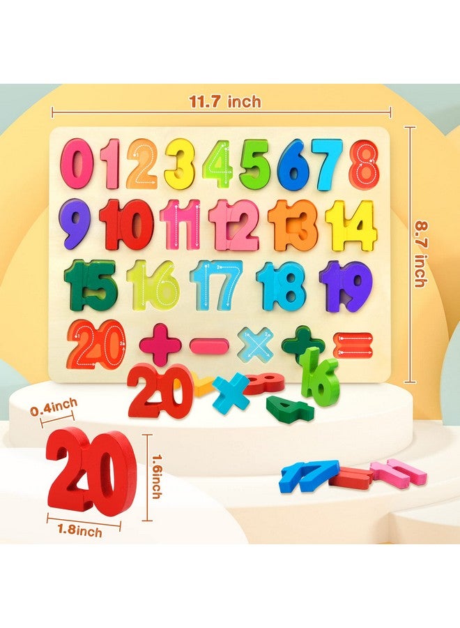 Attmu Number Puzzle Wooden Puzzles for Toddlers 1 2 3 4 5 Year Old, Shape Learning Puzzles Toys with Puzzle Board & Number Blocks, Preschool Educational for Girls Boys - Image 2