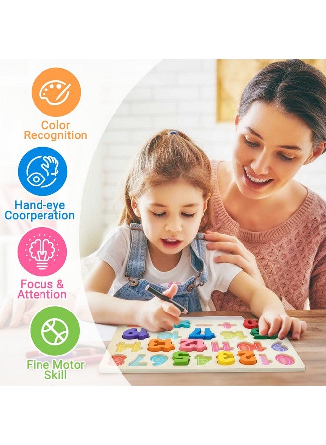 Attmu Number Puzzle Wooden Puzzles for Toddlers 1 2 3 4 5 Year Old, Shape Learning Puzzles Toys with Puzzle Board & Number Blocks, Preschool Educational for Girls Boys - Image 4