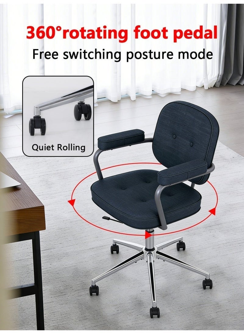 DGL Home Office Desk Chair with Wheels Ergonomic Modern Fabric Work Chair,Height Adjustable 360° Swivel Lumbar Support Low Back Rolling Chair For Small Spaces - Image 4