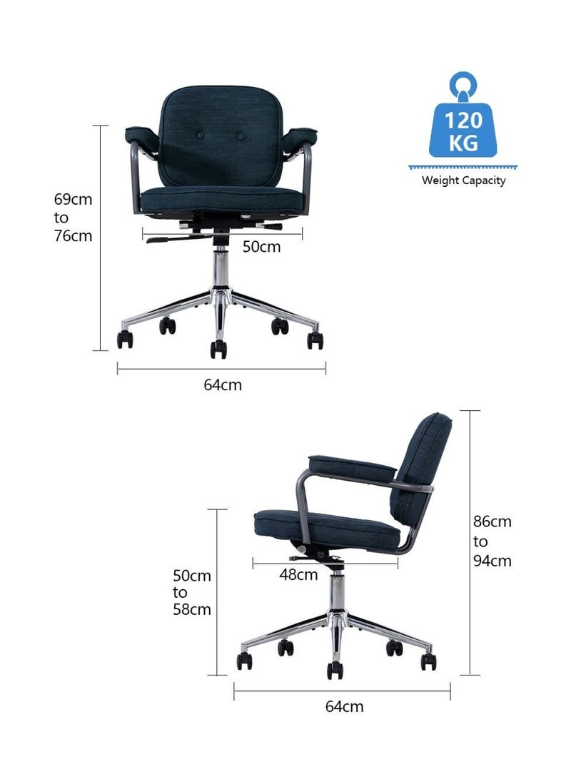 DGL Home Office Desk Chair with Wheels Ergonomic Modern Fabric Work Chair,Height Adjustable 360° Swivel Lumbar Support Low Back Rolling Chair For Small Spaces - Image 5