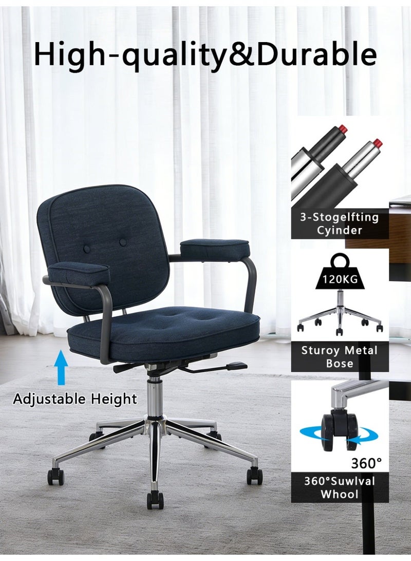 DGL Home Office Desk Chair with Wheels Ergonomic Modern Fabric Work Chair,Height Adjustable 360° Swivel Lumbar Support Low Back Rolling Chair For Small Spaces - Image 2