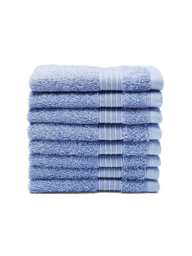 FIELDCREST 8-Piece Plain Towel Pack Of Wash Cloth 33X33Cm 500 Gsm City Blue - Image 1