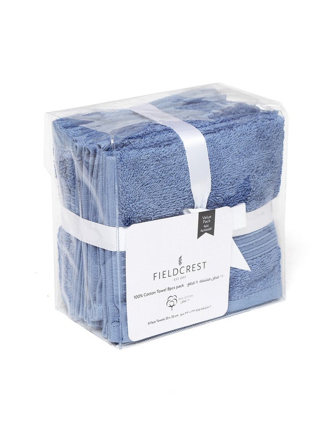 FIELDCREST 8-Piece Plain Towel Pack Of Wash Cloth 33X33Cm 500 Gsm City Blue - Image 5