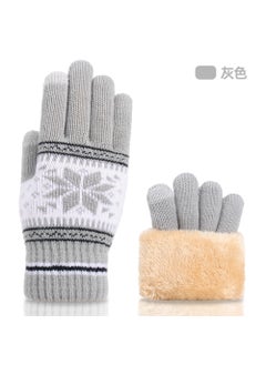 Touch Screen Gloves Womens Winter Korean Style Stall fleece-lined Thickened Cold-proof Fawn Wool Warm Knitted GlovesA17 double Gray A17 double Gray