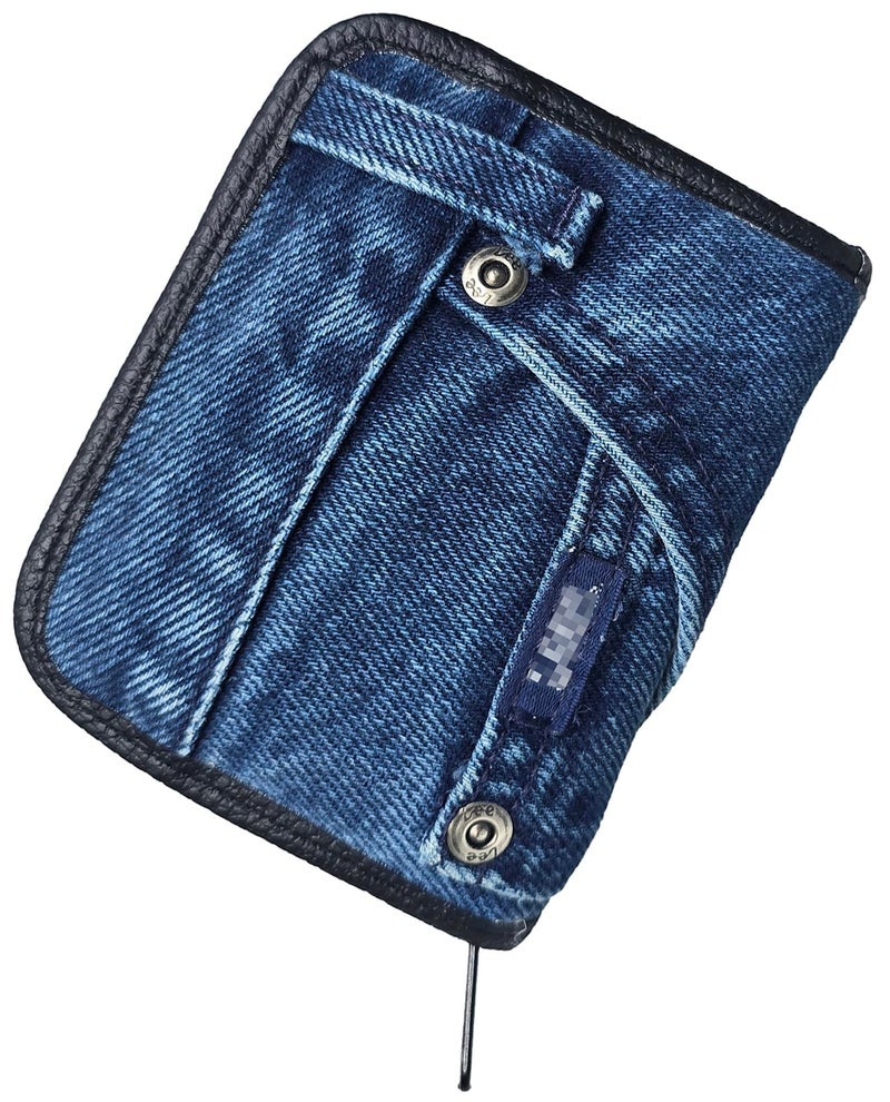 Bijoux de Ja Upcycling Denim Jeans Zipper Around Compact Small Short Wallet Purse for Women - Image 1