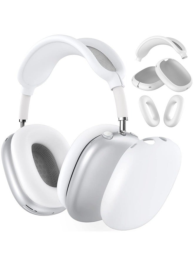 HS Silicone Cases Suitable For Apple AirPods Max 3-In-1 Headphones Anti-Scratch Ear Cups Cover Headband Cover And Ear Pad Protector Case Skin Accessories (White) - Image 1