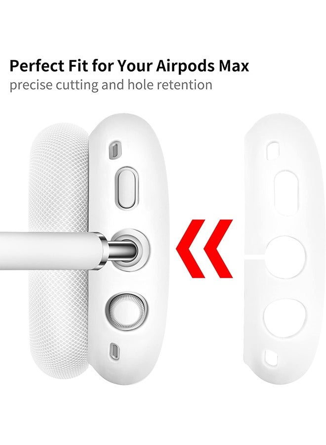 HS Silicone Cases Suitable For Apple AirPods Max 3-In-1 Headphones Anti-Scratch Ear Cups Cover Headband Cover And Ear Pad Protector Case Skin Accessories (White) - Image 4