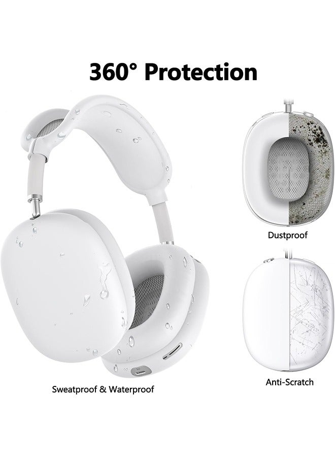 HS Silicone Cases Suitable For Apple AirPods Max 3-In-1 Headphones Anti-Scratch Ear Cups Cover Headband Cover And Ear Pad Protector Case Skin Accessories (White) - Image 2