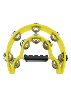 Generic 9" Half-Moon Music Tambourine Double Row 20 Pairs of Jingle Bells, for Students, Adults, KTV, Parties, Yellow  - Image 1