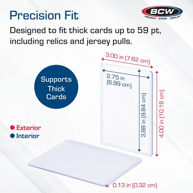 BCW 59 PT Thick Card Top Loaders | Protective Thick Toploaders for Trading Cards Up to 59PT | Rigid Card Toploader for Memorabilia & Collectibles | 1 Pack - Image 3