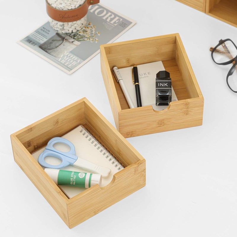Wisuce Bamboo Desk Organizer - Mini Desktop Drawer Tabletop Storage Organization Box for Office Home Toiletries Supplies, No Assembly Required (3 Drawer) - Image 5