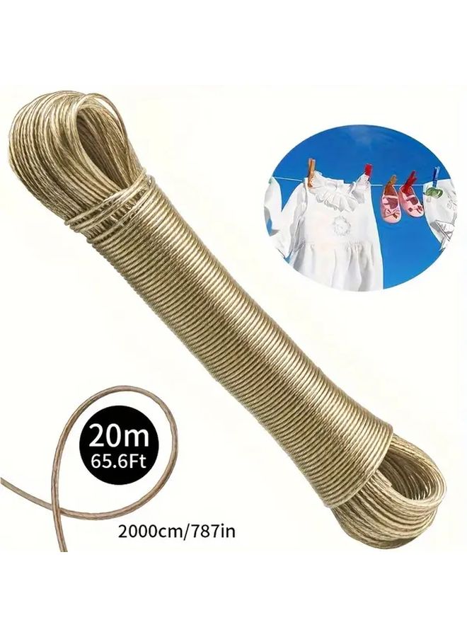 20m Heavy Duty Steel Core PVC Coated All Weather Outdoor Laundry Drying Rope - Image 2