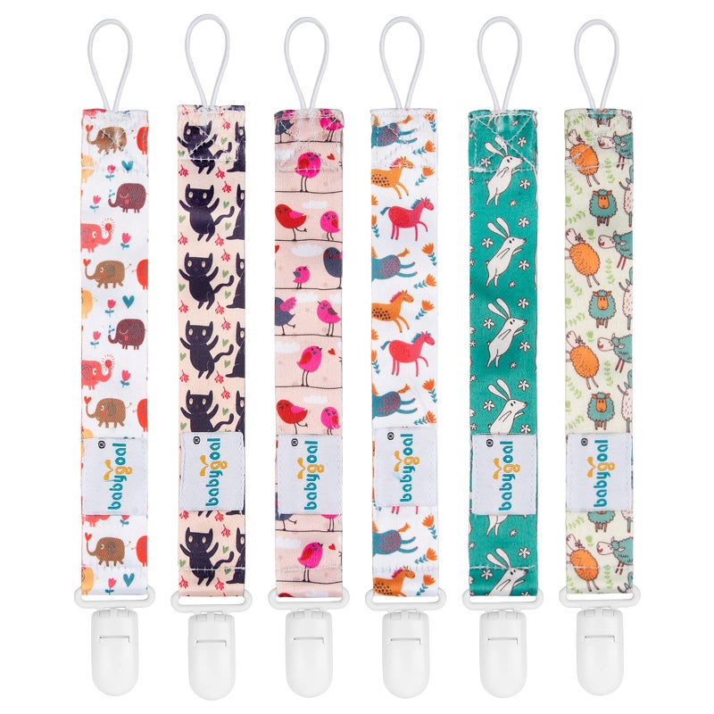 babygoal Rabbit Pacifier Clips, 6 Pack Binky Paci Holder and Leash Fits for Most Pacifiers, Binkies and Easter Gift 6PB03 - Image 1