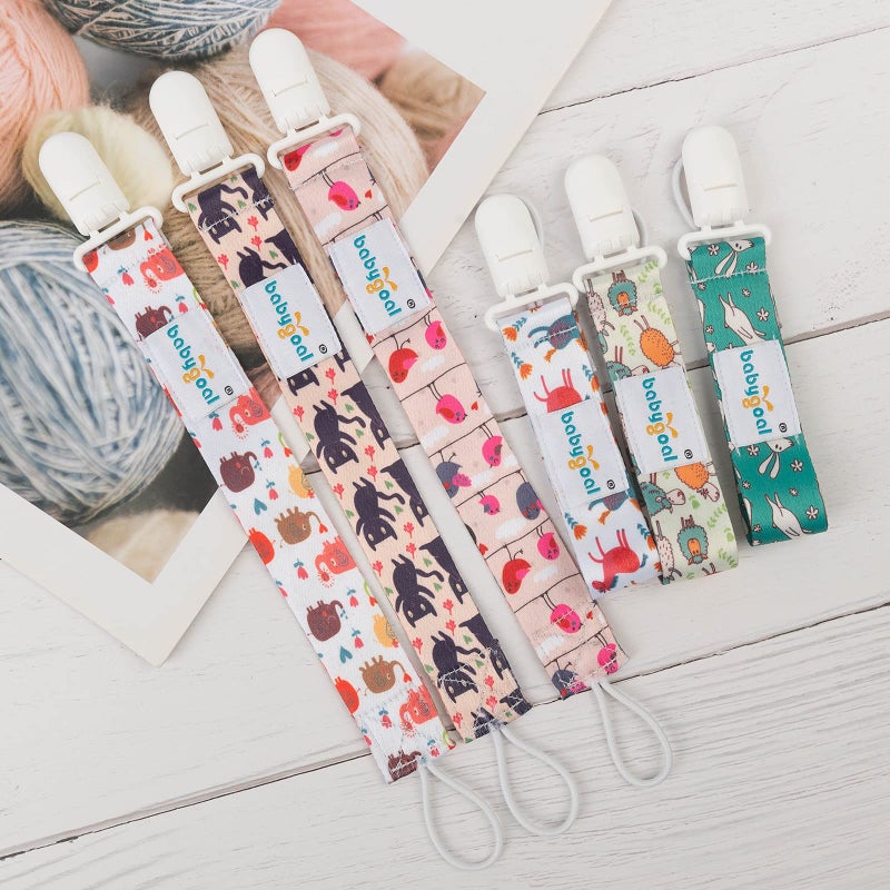 babygoal Rabbit Pacifier Clips, 6 Pack Binky Paci Holder and Leash Fits for Most Pacifiers, Binkies and Easter Gift 6PB03 - Image 5