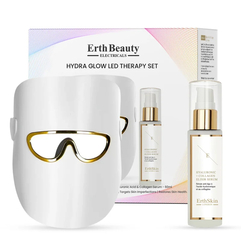 ErthSkin London HYDRA GLOW LED THERAPY SET ( LED LIGHT THERAPY MASK white with HA Serum )