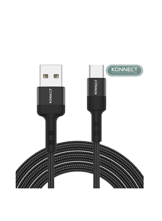 كونكت KONNECT كابل USB إلى USB-C، 0.9 متر، للأجهزة المزودة بمنفذ USB-C، كابل USB إلى USB-C أسود - Image 1