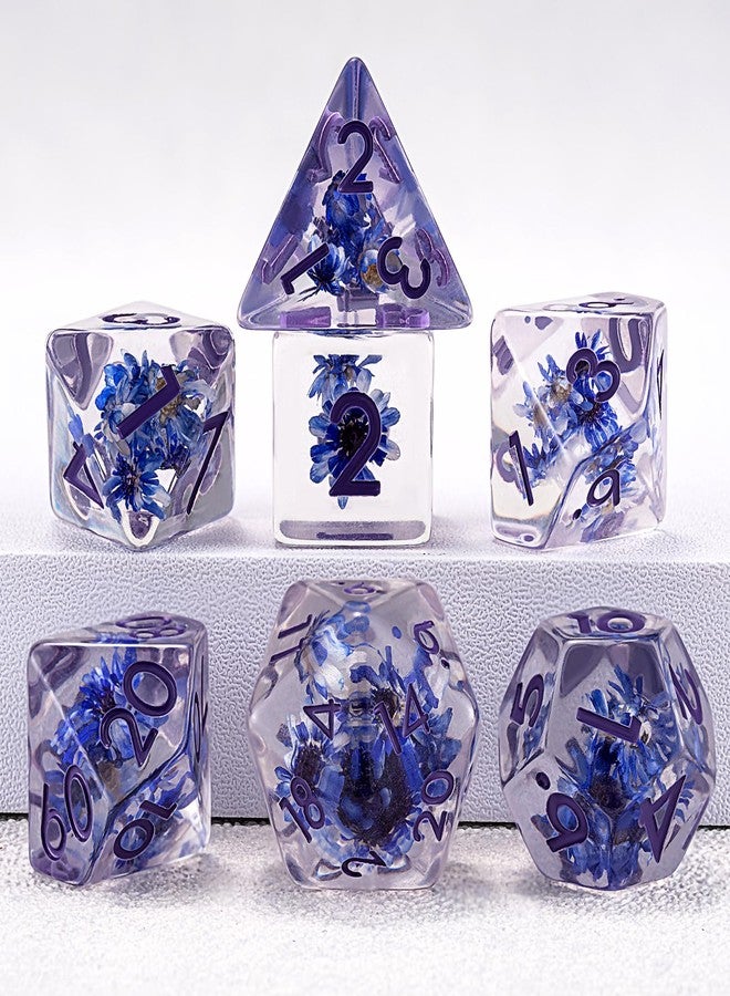 Maywin D&D Flower Resin Dice Set, Polyhedral DND D and D Dice Inclusion Dice for Dungeons and Dragons MTG RPG for Ages 15 and Up-Purple - Image 5