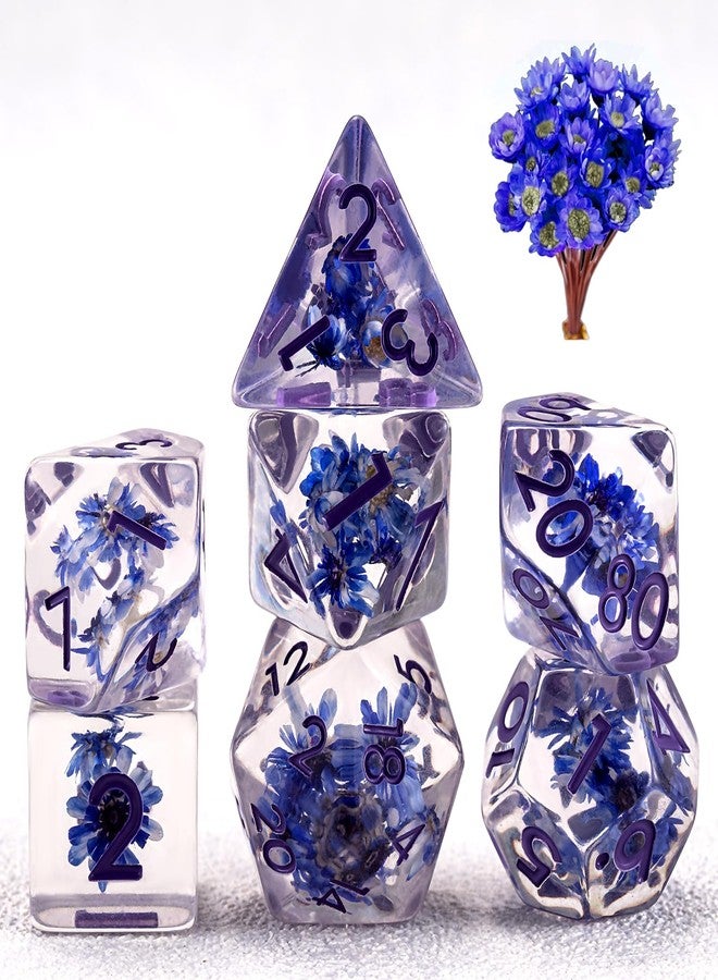 Maywin D&D Flower Resin Dice Set, Polyhedral DND D and D Dice Inclusion Dice for Dungeons and Dragons MTG RPG for Ages 15 and Up-Purple - Image 4