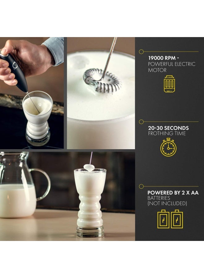 Milk Frother Black - Cappuccino Maker Latte Maker - Drink Mixer - Handheld Foam Maker - Bonus Recipes And Instruction Included - Almond Coconut Milk Frother  - Image 3